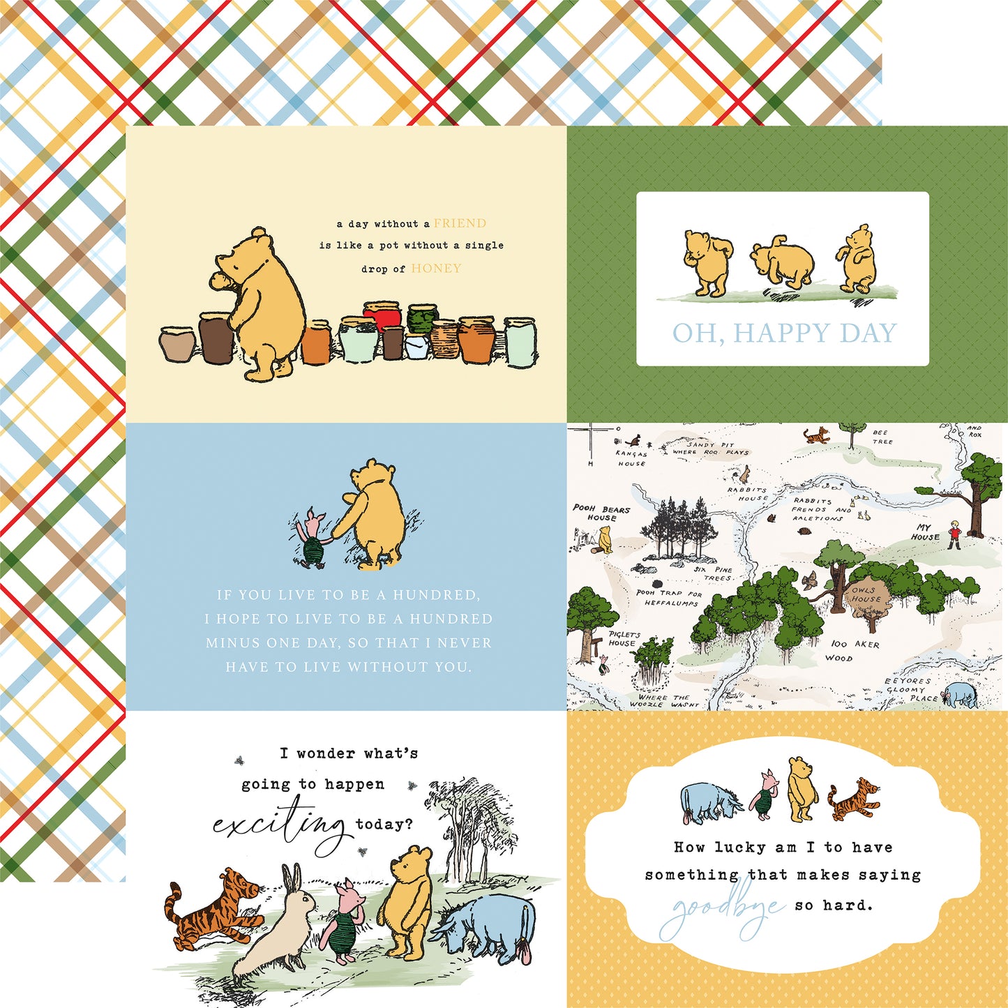 House at Pooh Corner 6x4 Journaling Cards Scrapbook Paper