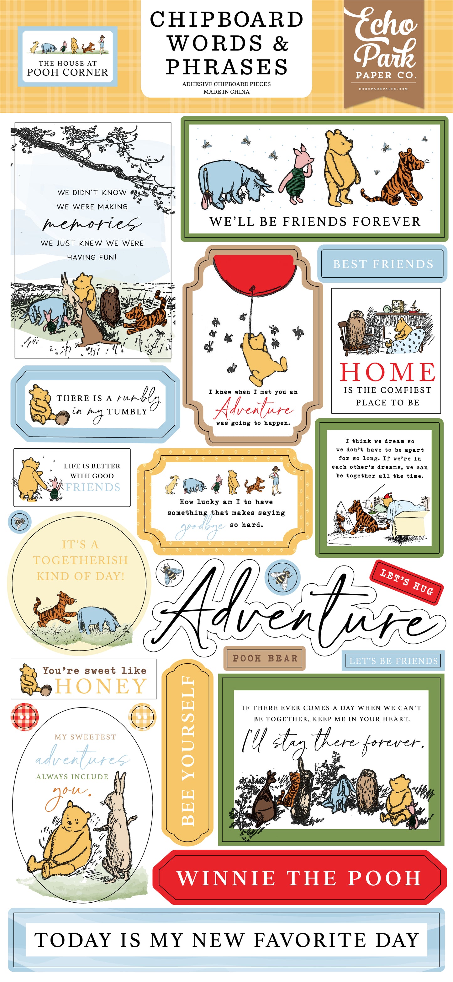 Echo Park The House at Pooh Corner Chipboard Woods and Phrases