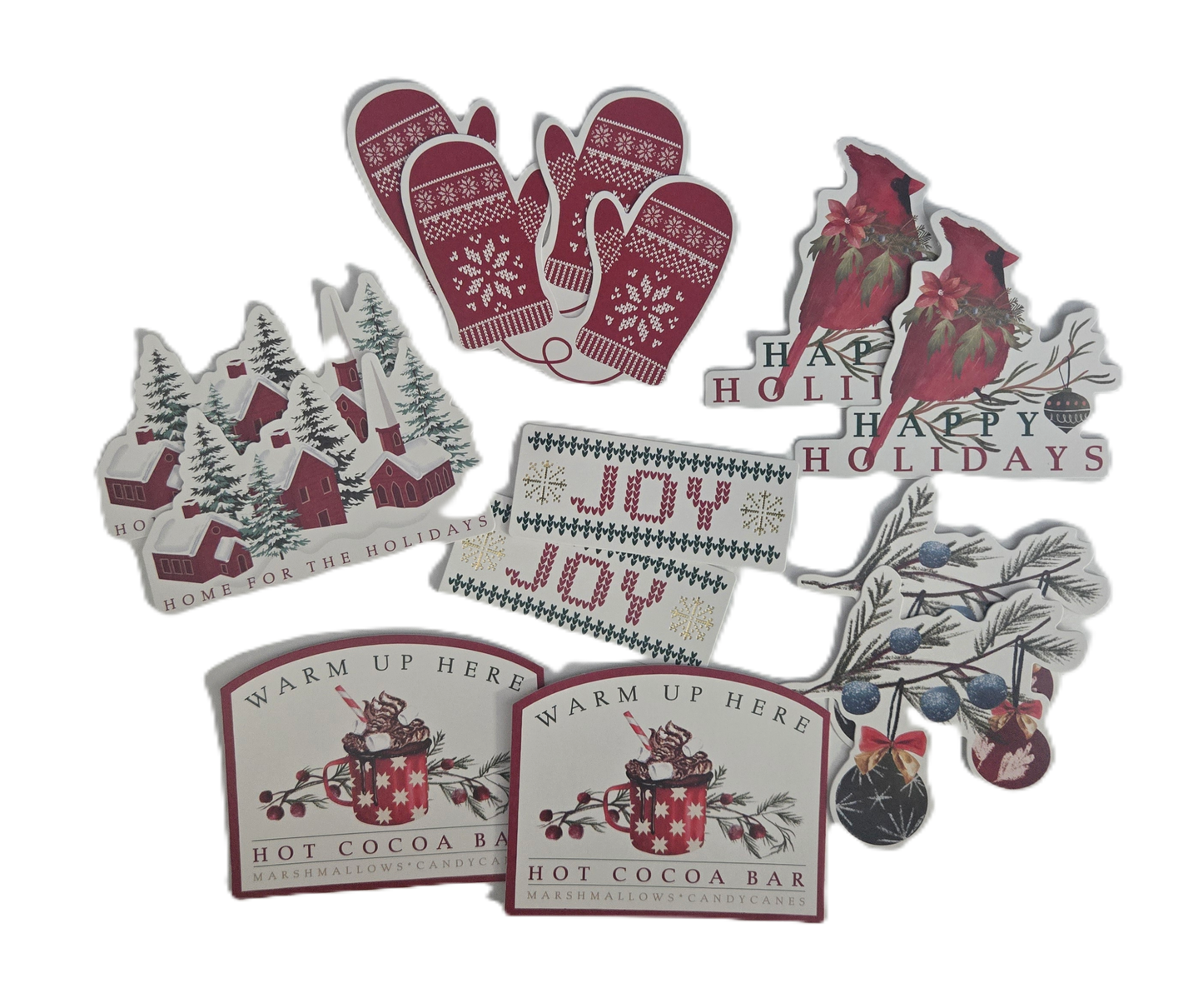 Red Happy Holidays Christmas Die Cut Stickers