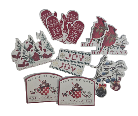 Red Happy Holidays Christmas Die Cut Stickers