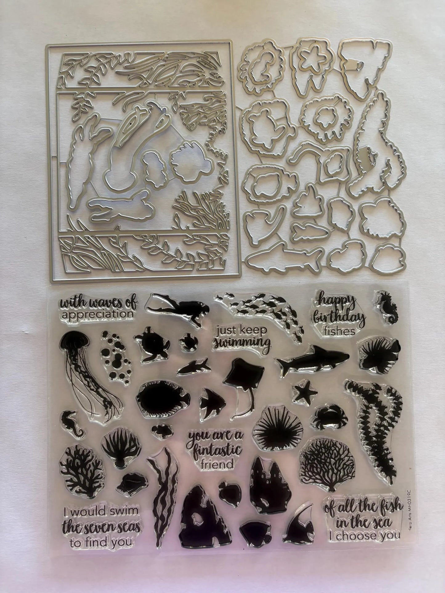 Hero Arts Aquatic Sea Life Stamps and Dies Club Set March 2019