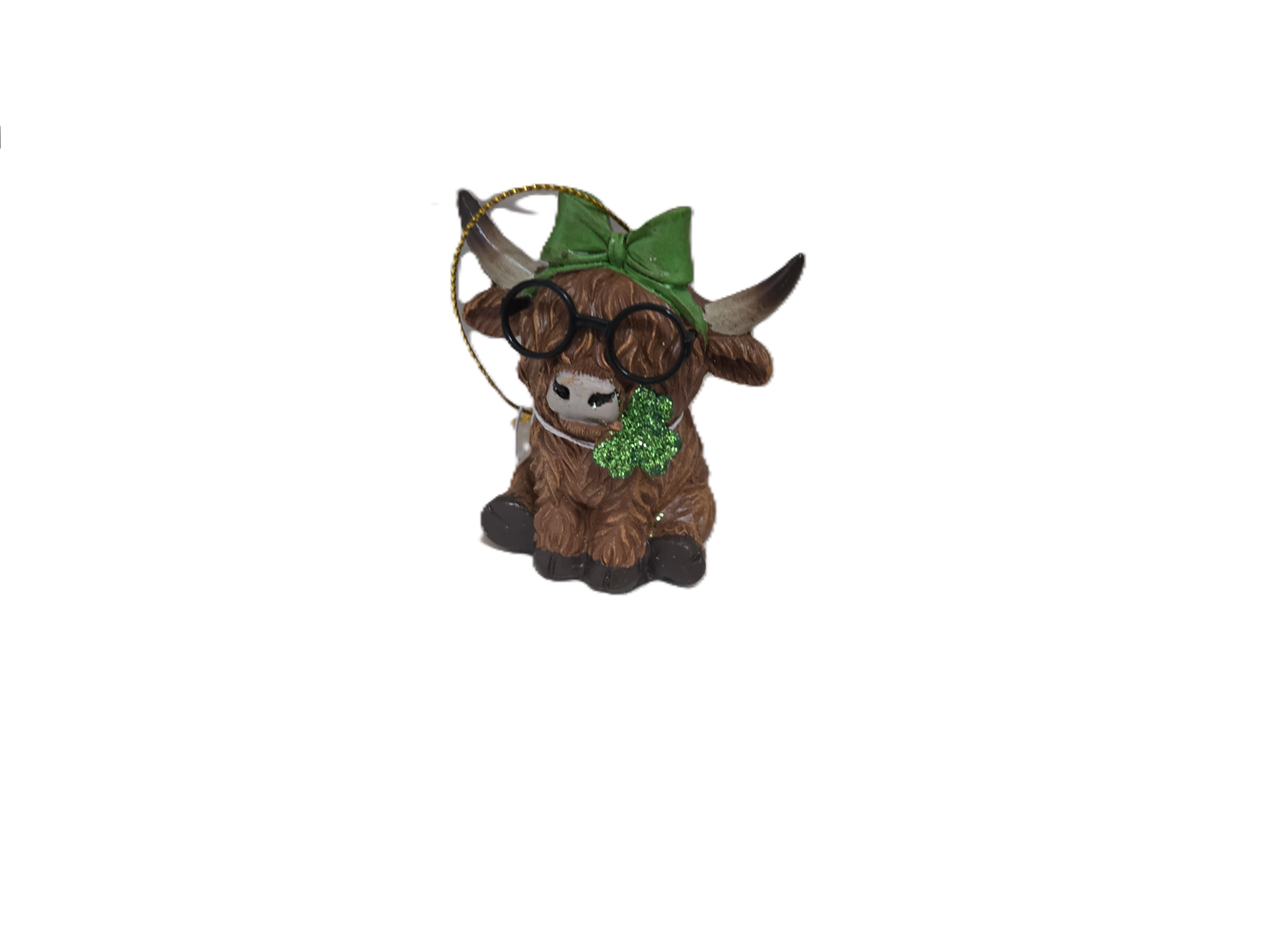 St patricks Day Girl HIghland Cow Ornament