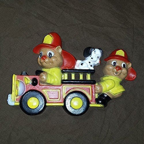 Home Interiors Fire Truck Bear Plaques - Set of 2