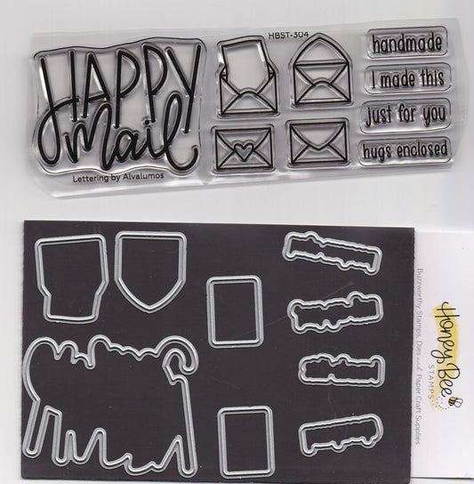 Honey Bee Happy Mail Hugs Enclosed Stamps and Dies Set