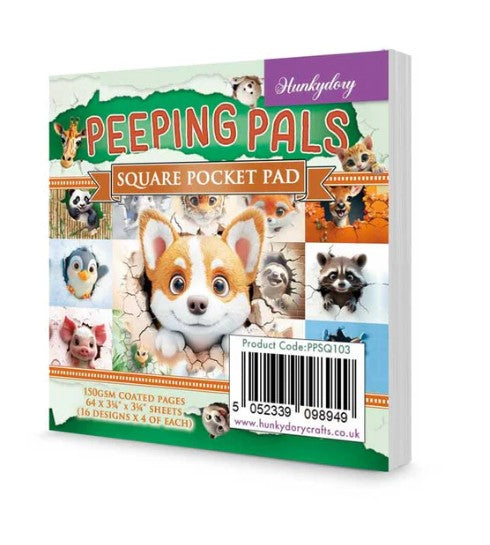 Hunkydory Animal Peeping Pals Square Pocket Pad