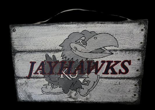 University of Kansas Jayhawks Hanging Wood Sign
