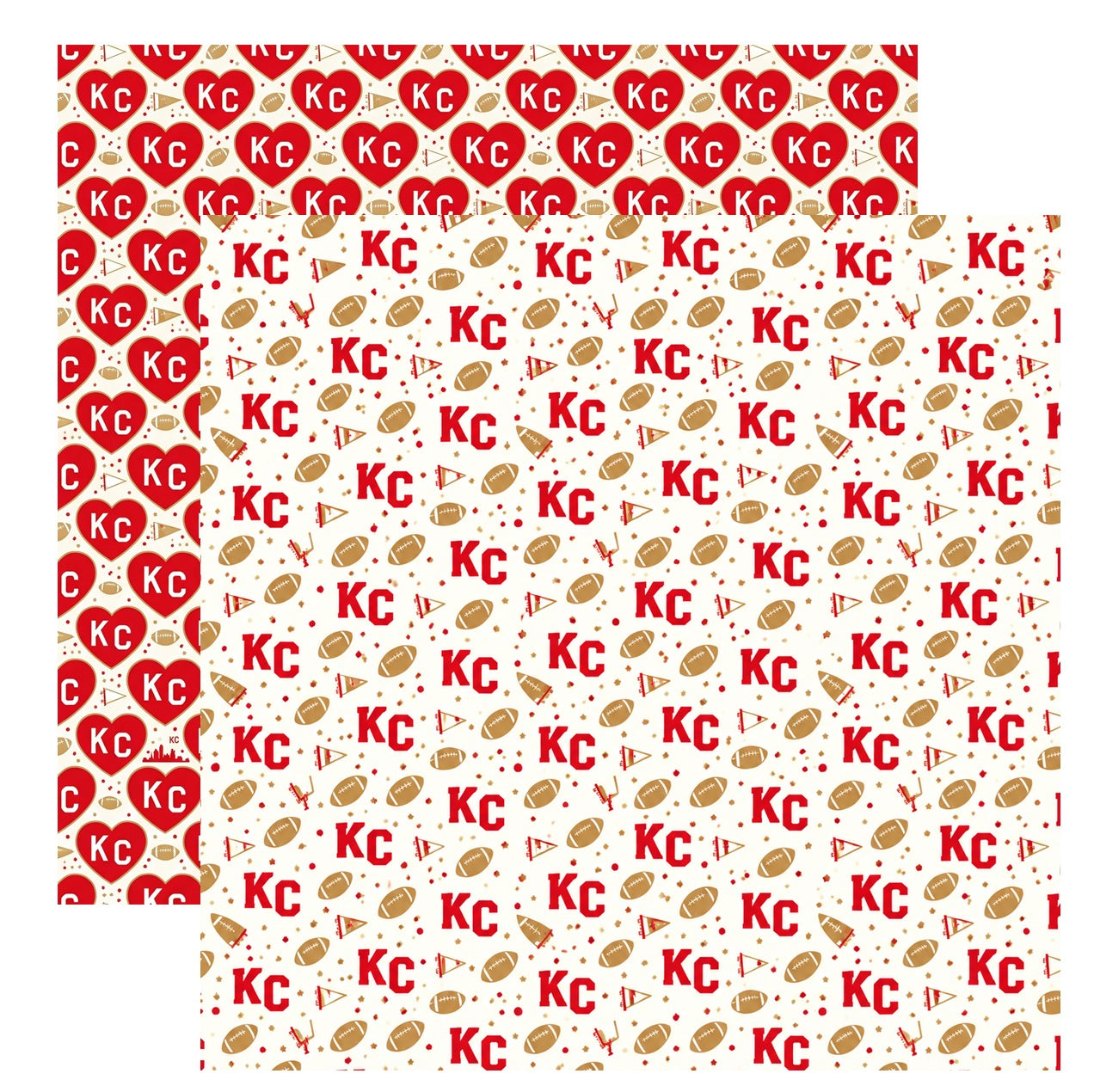 Kansas City KC Hearts Football Scrapbook Paper