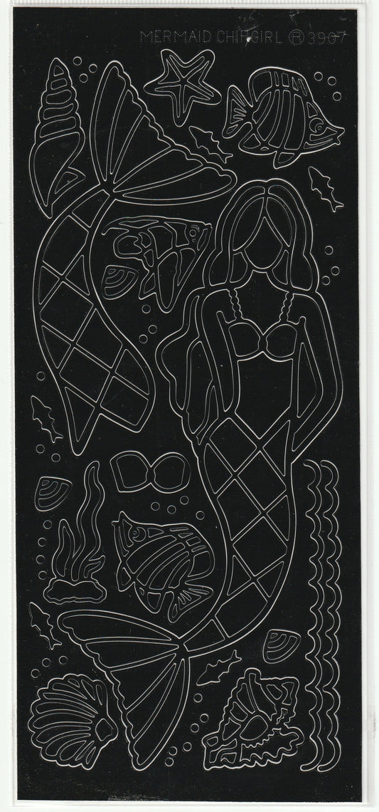 Mermaid Black Outline Stickers