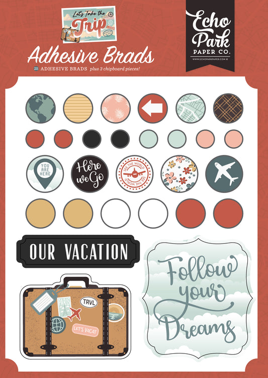 Let's Take the Trip Adhesive Brads by Echo Park