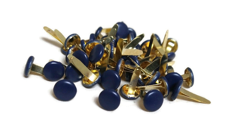 Large Round Navy Blue Brads
