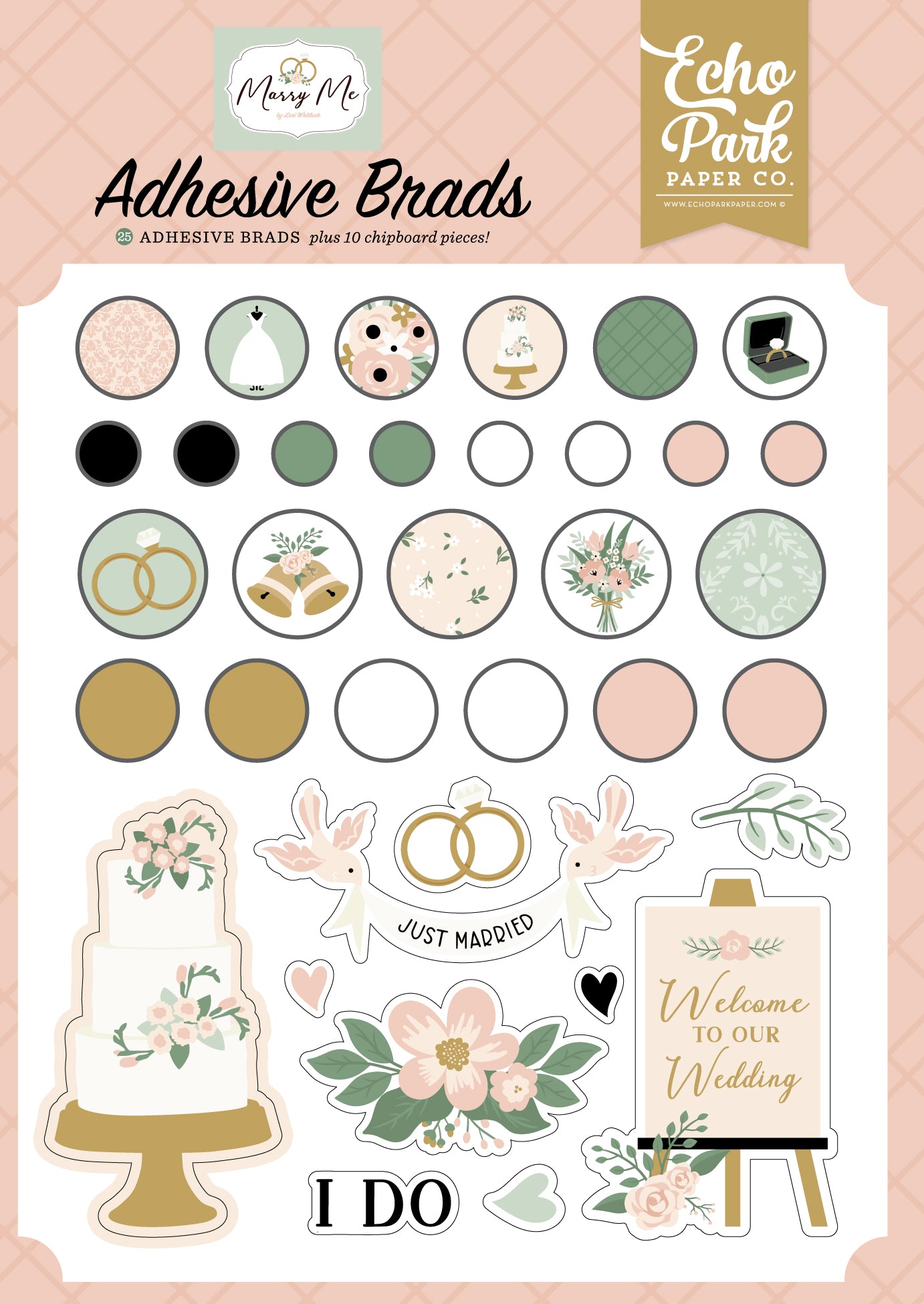 Marry Me Wedding Adhesive Brads