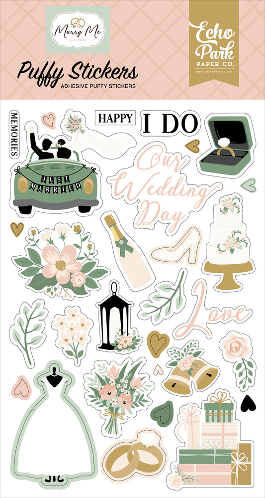 Echo Park Marry Me Wedding Puffy Stickers