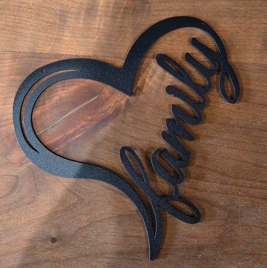 Metal Family Heart Hanging Sign