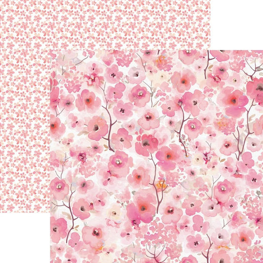 Watercolor Pink Folral Scrapbook Paper by Paper House