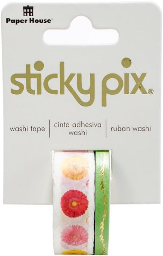 Colorful Daisies Set of 2 Foil Accent Washi Tape Rolls