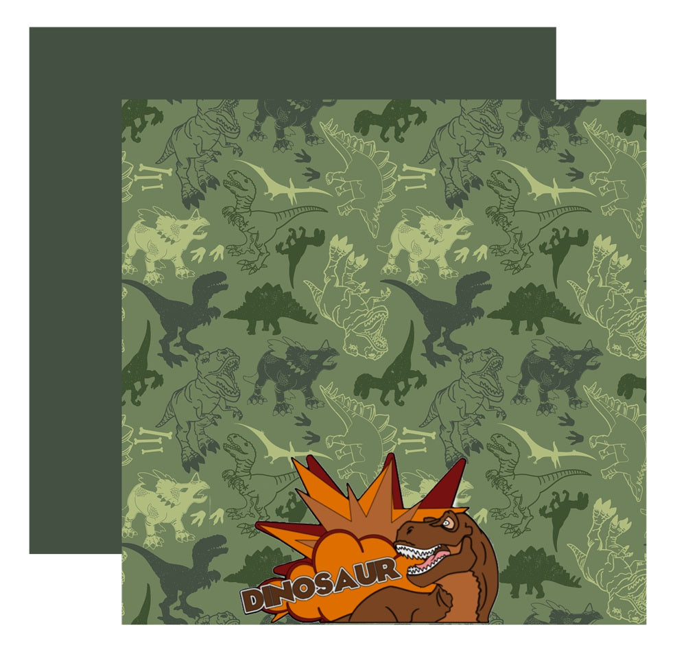Dinosaur Ride Scrapbook Paper