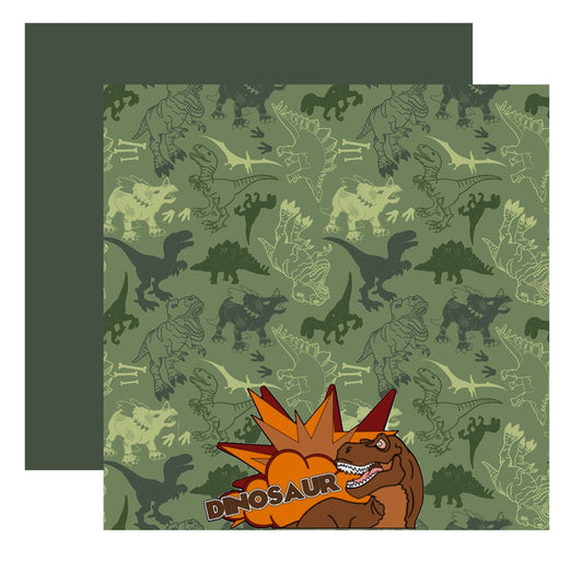 Dinosaur Ride Scrapbook Paper