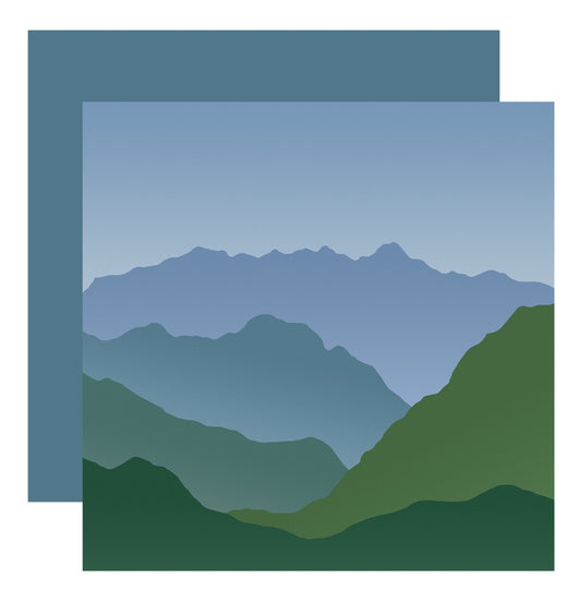 Atmospheric Mountain Blue Green Scrapbook Paper