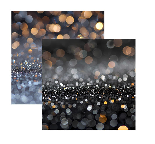 Black Copper Gold Bokeh 12X12 Scrapbook Paper Assortment Set