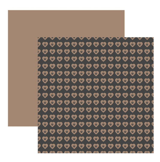 Dog Paw Print Heart Scrapbook Paper
