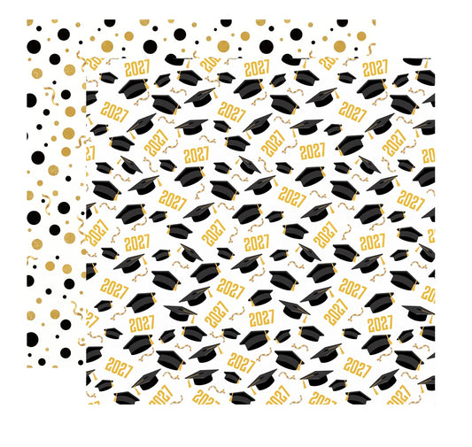 2027 Graduation Caps Scrapbook Paper