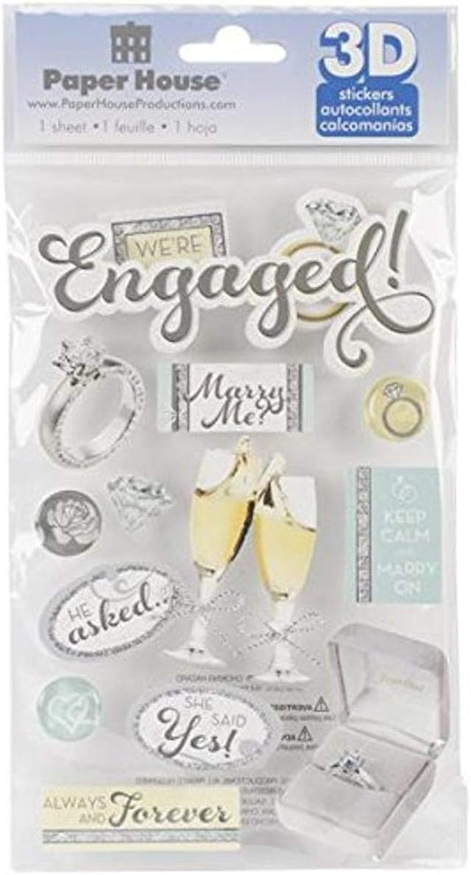 Wedding Engaged 3d Stickers by Paper House