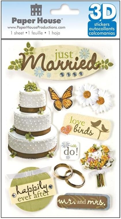 Paper House Just Married 3d Wedding Stickers