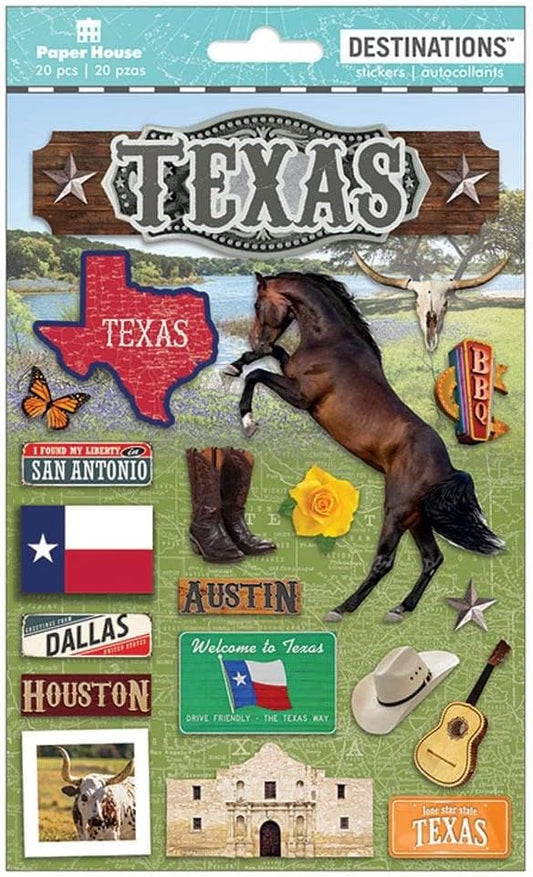 Texas Destination 3D Scrapbook Stickers