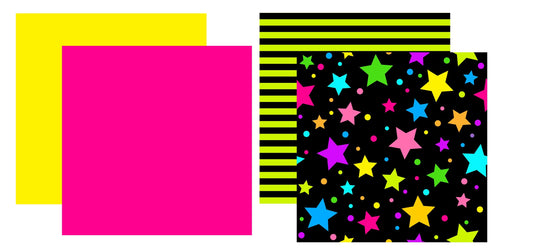 Neon Stars and Stripes and Solid Scrapbook Paper Set