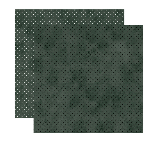 Dark Green Vintage Polka Dot Scrapbook Paper