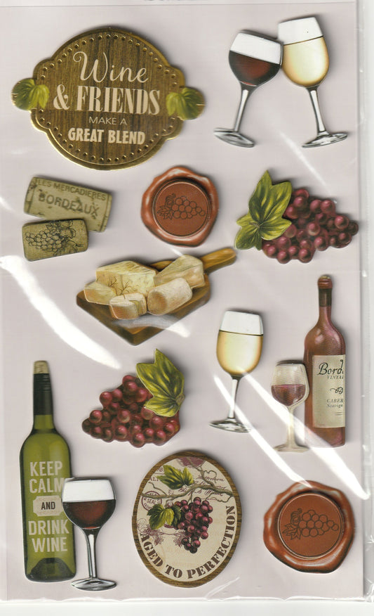 Wine and Friends 3d Stickers