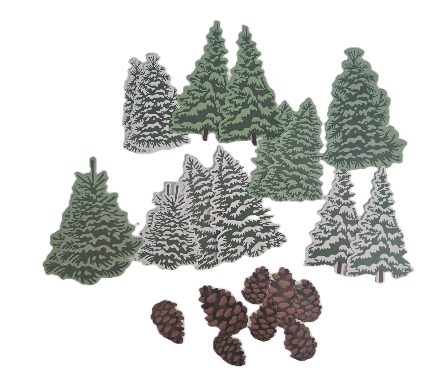 Pine Trees Die Cut Stickers Set