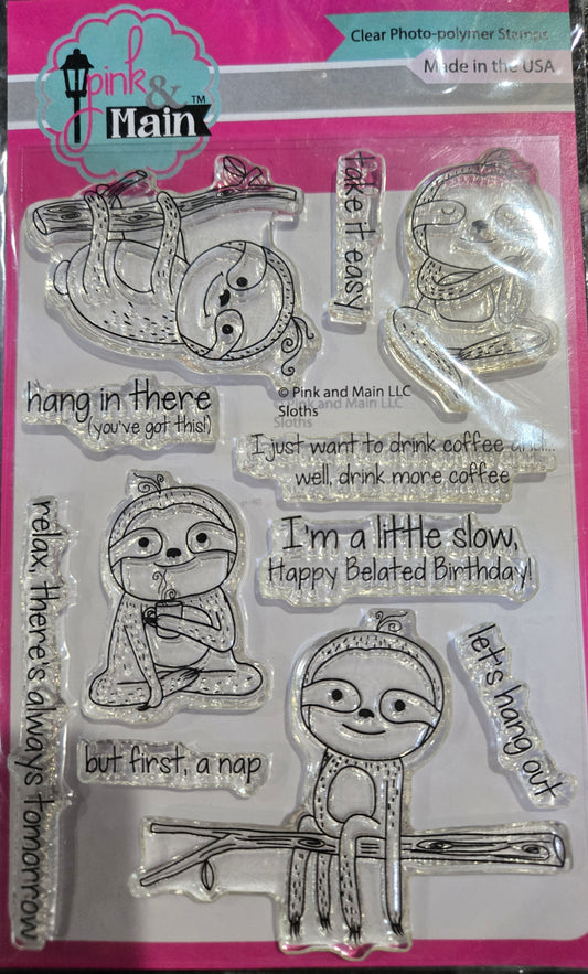 Pink and Main Sloth Stamps