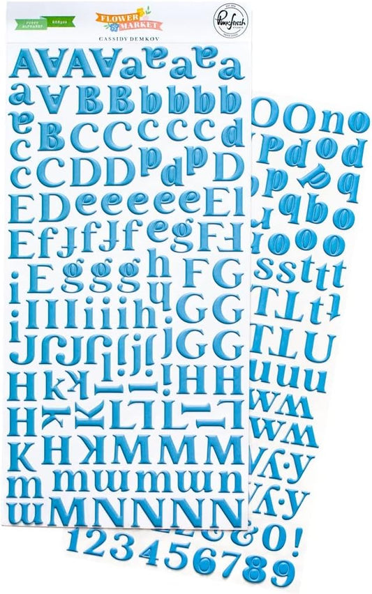 PinkFresh Flower Market Blue Puffy Alphabet Stickers