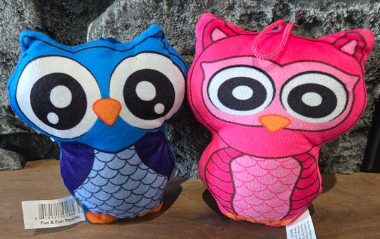 Pink and Blue Plush Owls