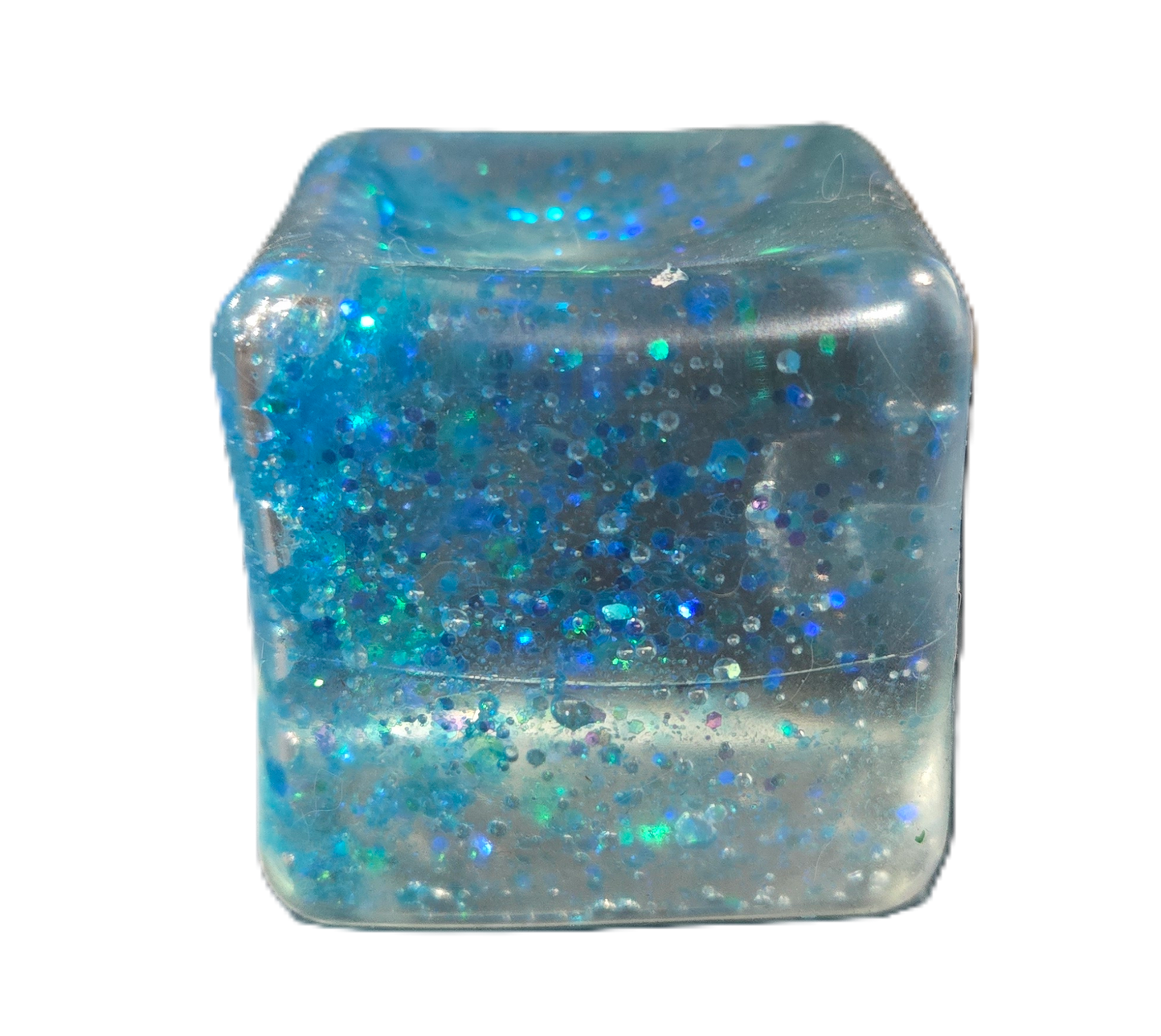Blue Glitter Squishy Cube Toy