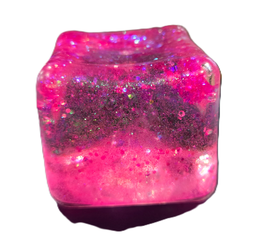 Pink Glitter Cube Squishy Toy