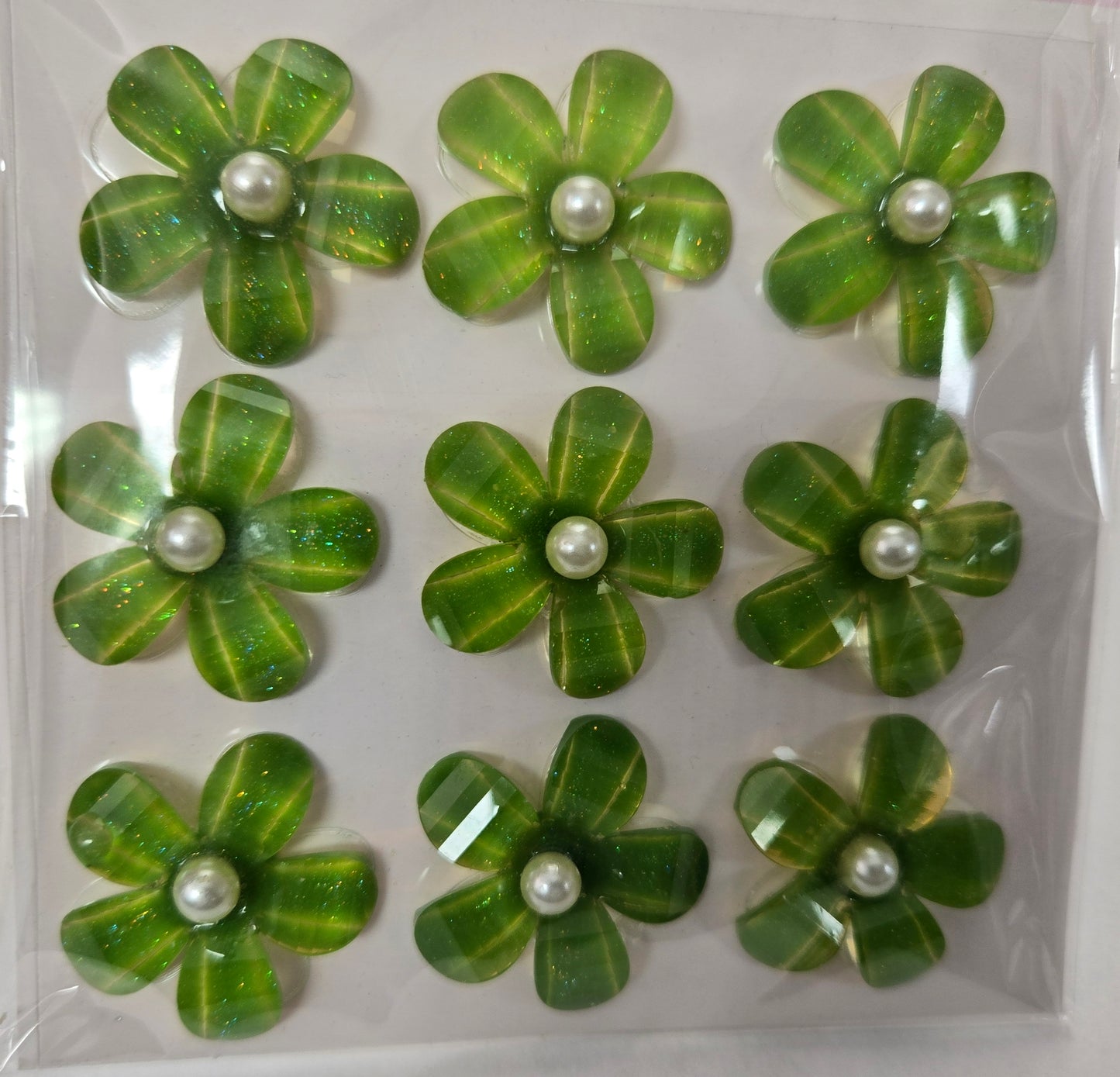 Green Acrylic Pearl Blossom Flowers