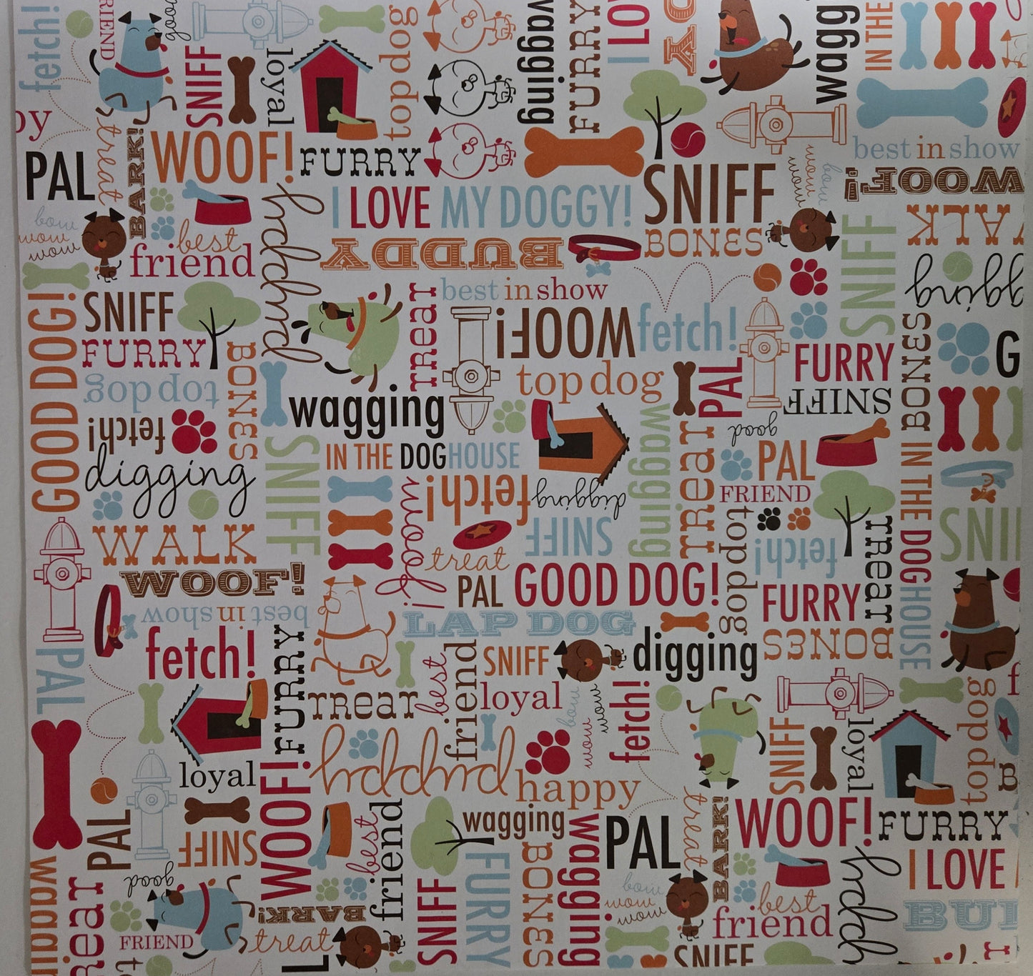 Dog Word Scrapbook Paper