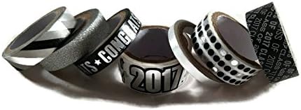 2017 Graduation Washi Tape - Black/Silver- 7 Spools Glitter