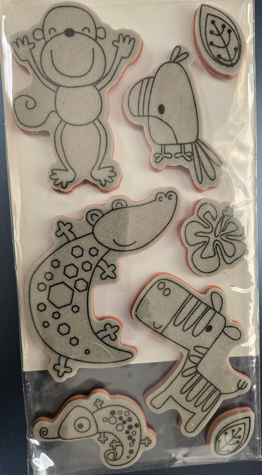 Recollections Jungle Animals Cling Stamp Set