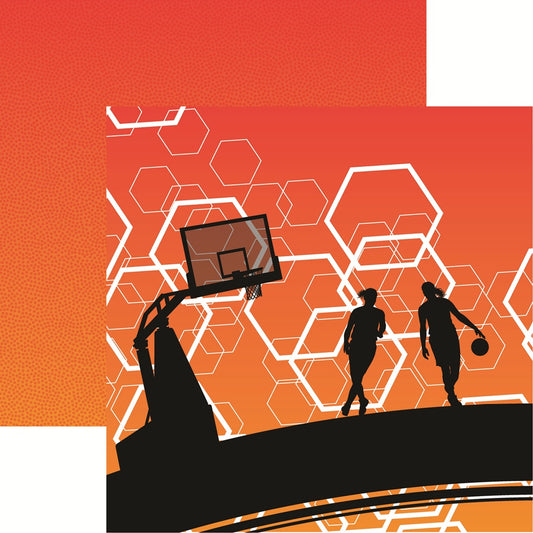 Hoop - Lets Play Womens Basketball 12x12 Scrapbook Paper