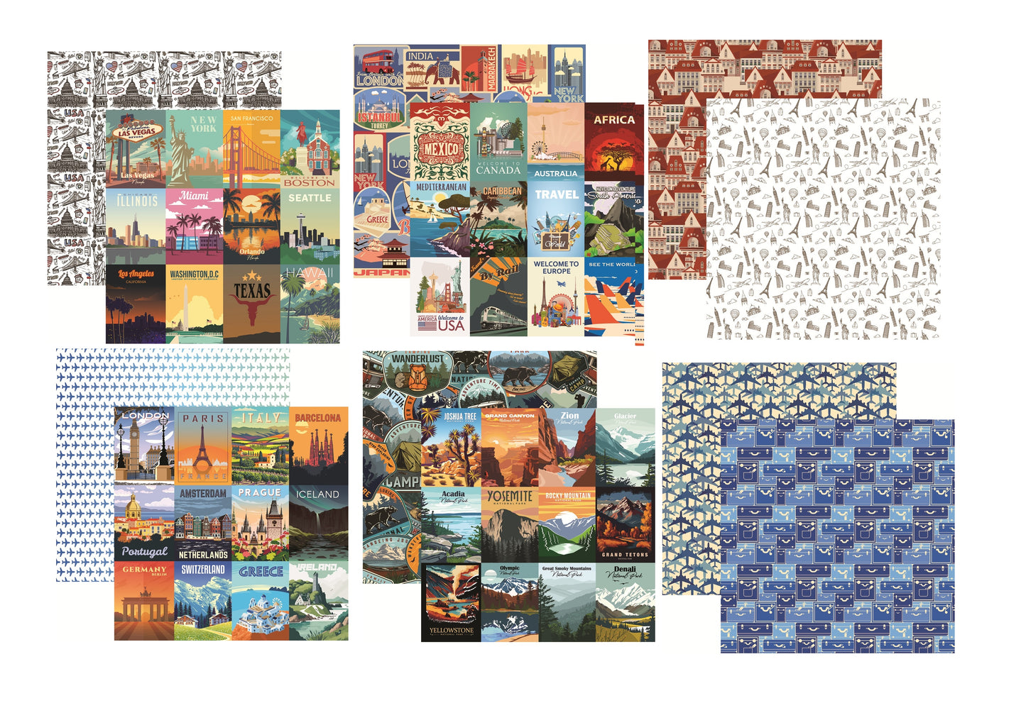 Reminisce Around the World Scrapbook Paper Assortment Set