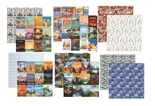 Reminisce Around the World Scrapbook Paper Assortment Set