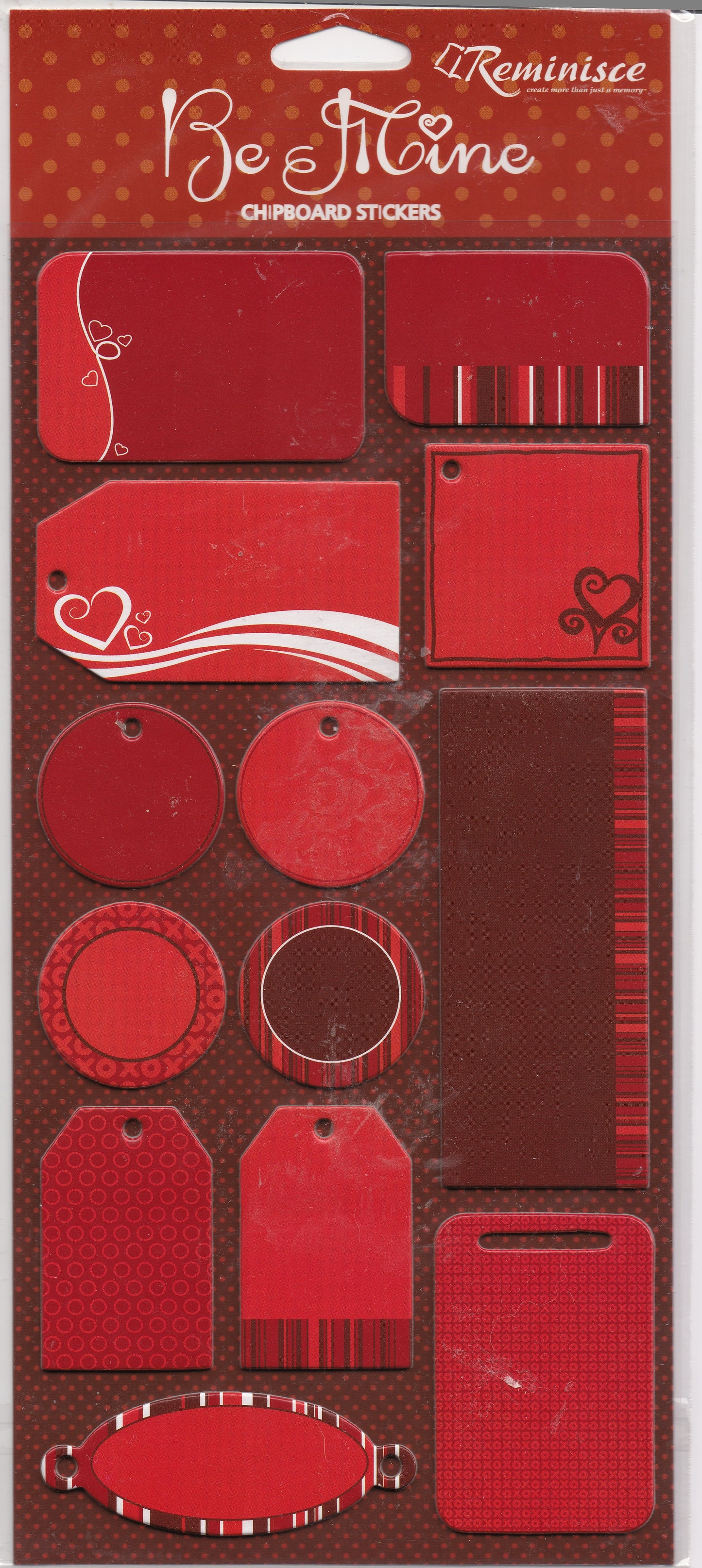 Reminisce Be Mine Chipboard Tag Stickers