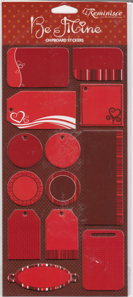 Reminisce Be Mine Chipboard Tag Stickers