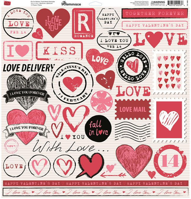 Forever Hearts Valentine Stickers 12x12 - by Reminisce – Country