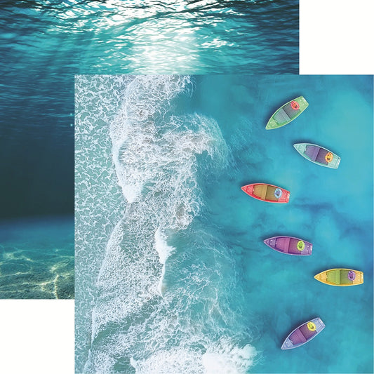 Reminisce Beach Vibes Boat Rainbow Scrapbook Paper