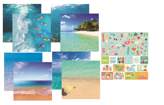 Reminisce Beach Vibes Scrapbook papers and Stickers Set