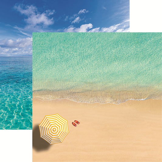 Reminisce Beach Vibes Yellow Umbrella Scrapbook Paper